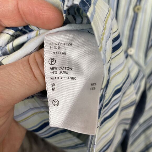 Tommy Bahama shirt mens xl blue long sleeve button down striped island modern - Picture 8 of 9